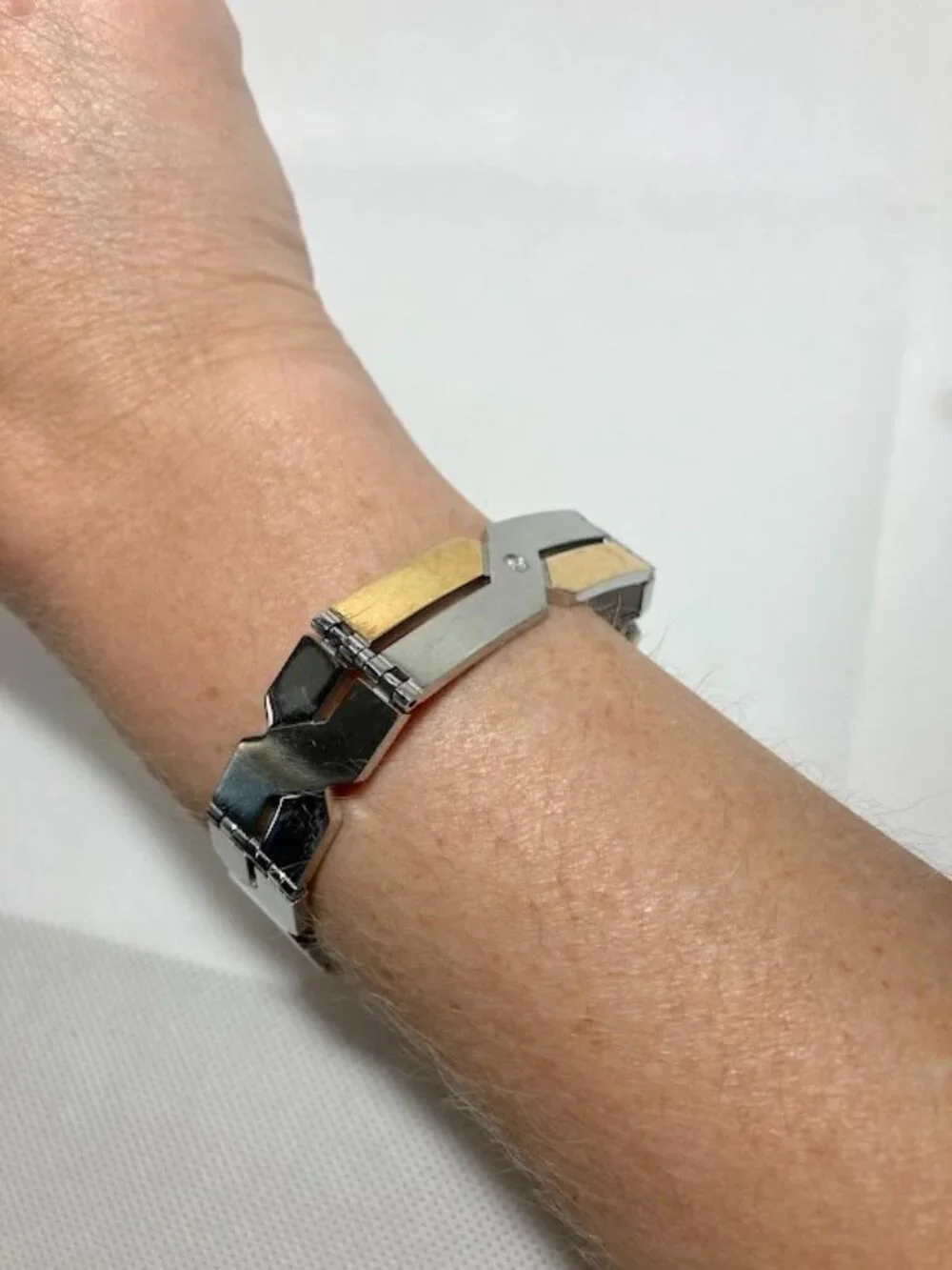 Dolan Bullock Vintage Mens Milan Diamond Two-Tone Bracelet 18k Stainless Steel